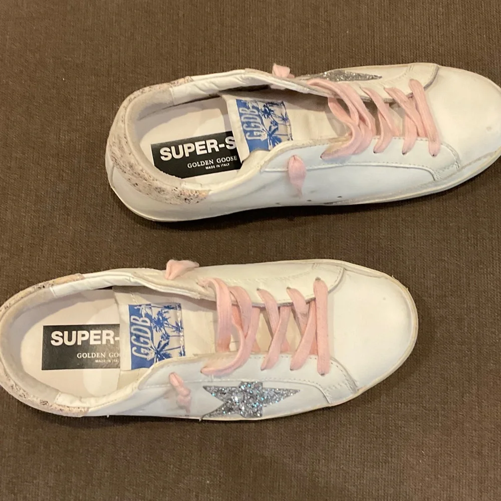 Golden Goose White Sneakers with Pink and Silver Accents - Picture 3 of 6